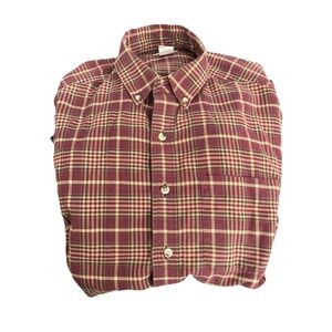 LL Bean Mens‎ Flannel Button Down Long Sleeve Shirt Burgundy Red Check Sz M